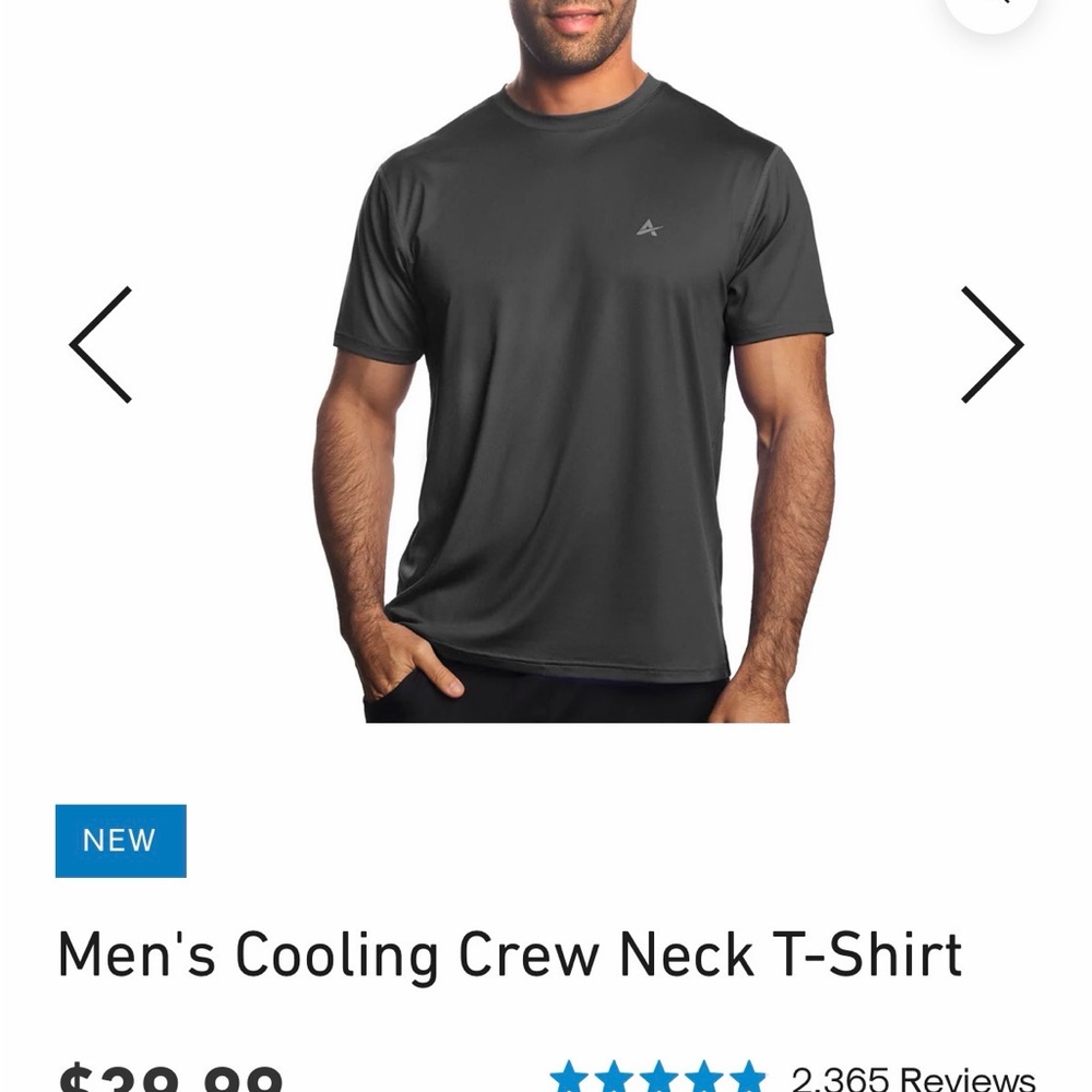 Arctic Cool Men's Crew Neck Instant Cooling Shirt- NWT XL - Picture 2 of 5